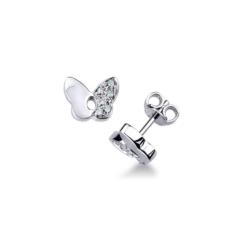Boucles d’oreilles papillon en or blanc 18k avec pavé de diamants