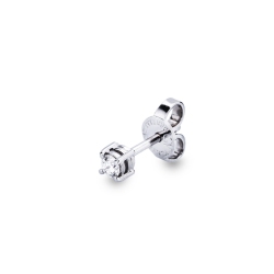 Boucle d'oreille individuelle à 4 griffes en or blanc 18 carats avec diamant