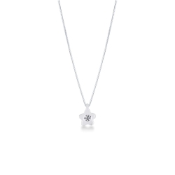 Collier en or blanc 18k fleur ornée d'un diamant