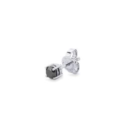 Clous d'oreille mono en or blanc 18 carats à 4 griffes avec diamant noir 0,22 ct