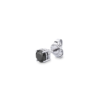 Boucle d'oreille individuelle en or blanc 18ct à griffes avec diamant noir 