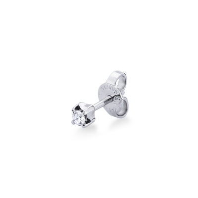 Mono boucle d'oreille en or blanc 18k à griffes avec des diamants