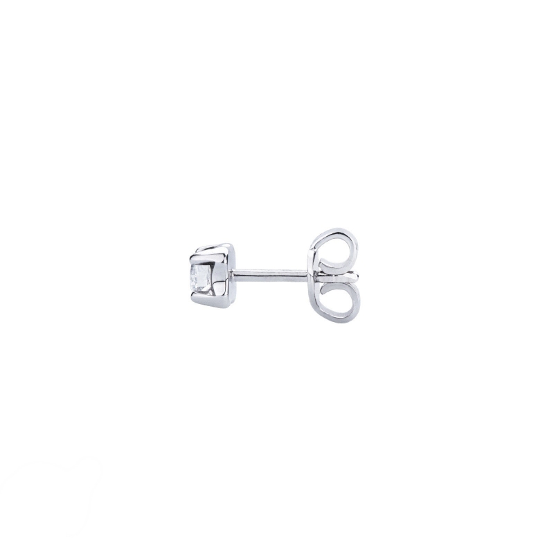 Mono boucle d oreille en or blanc 18 carats à quatre griffes avec un diamant