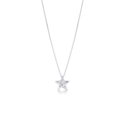 Collier avec étoile en or blanc 18k avec diamants taille brillante