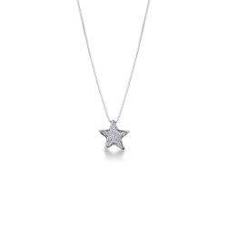 Collier étoile pavé diamants or blanc 18k