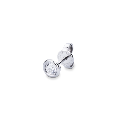 Boucle d'oreille individuelle en or blanc 18 carats avec diamants