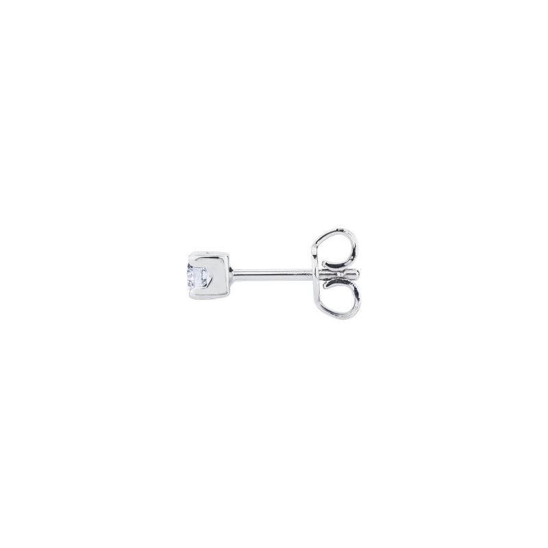 Clou d'oreille mono or blanc 18k et diamant 