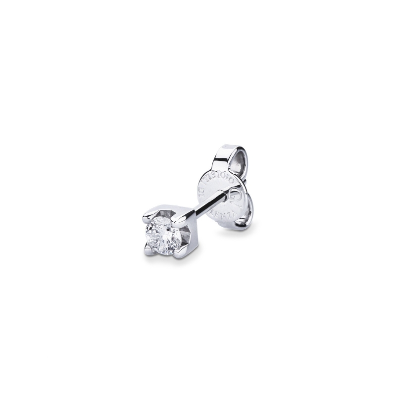 Clou d'oreille mono or blanc 18k et diamant 