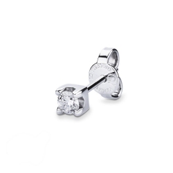Boucle d'oreille individuelle or blanc 750 diamant homme