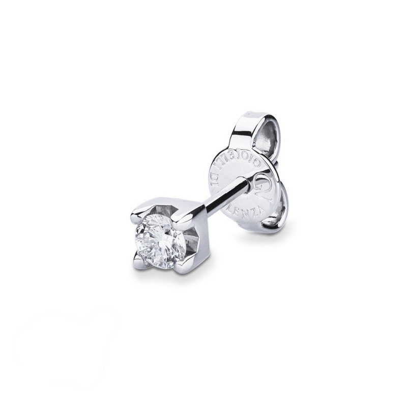 Boucle d'oreille individuelle or blanc 750 diamant homme