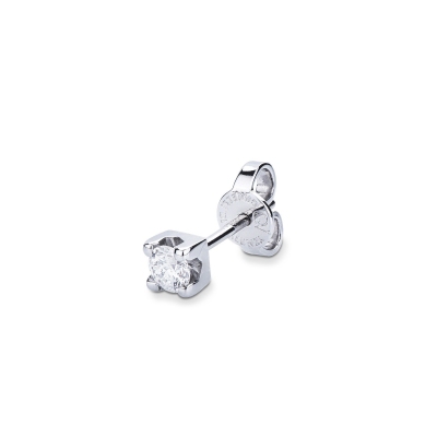 Boucle d'oreille or blanc individuelle et diamant 