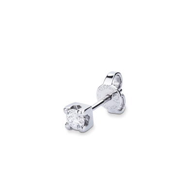 Boucle d'oreille individuelle or blanc 18k et diamant 