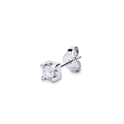 Boucle d'oreille individuelle diamant et or blanc 18k 