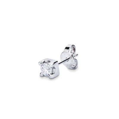 Boucle d'oreille individuelle diamant et or blanc 18k 