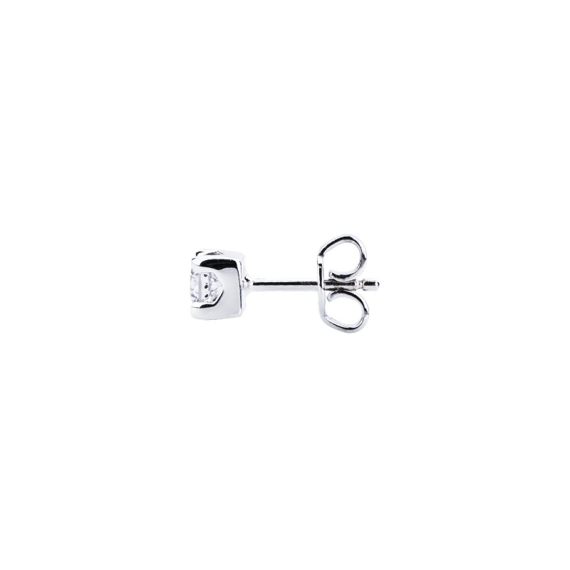 Boucle d'oreille individuelle diamant et or blanc 18k homme