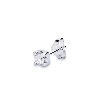Boucle d'oreille individuelle diamant et or blanc 18k homme
