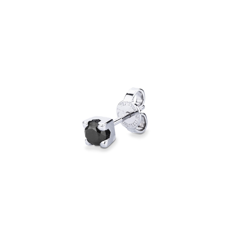 Boucle d'oreille diamant noir individuelle or blanc 750
