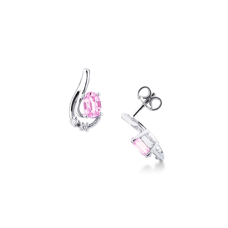 Boucles d'oreilles en or 18k avec saphirs roses