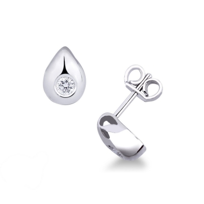 Boucles d'oreilles goutte en or blanc 18k serties de diamants