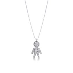 Collier en or blanc 18k avec pendentif enfant 