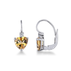 Boucles d'oreilles en or blanc 18k avec citrine et diamants