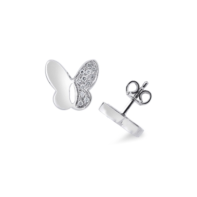 Boucles d’oreilles papillon en or blanc 18k pavé de diamants