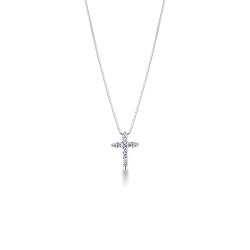 Collier croix en or blanc 18k serti de diamants