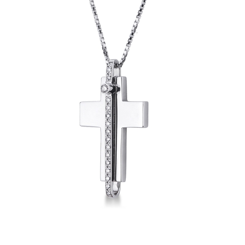 Collier pour hommes en or blanc 18k et diamants 
