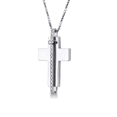 Collier pour hommes en or blanc 18k et diamants 