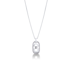 Collier pour homme avec croix en or blanc 18k et diamants