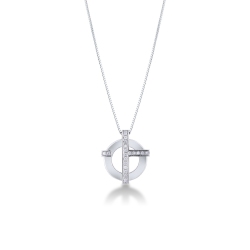 Collier pour homme avec croix en or blanc 18 carats avec diamants