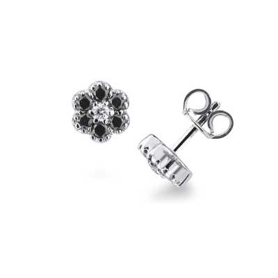 Boucles d’oreilles en or blanc 18 carats avec diamants noirs