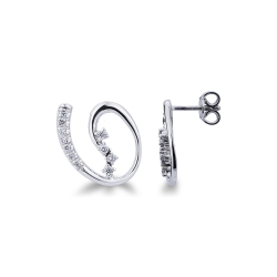 Boucles d’oreilles en or blanc 18K avec diamants motif spirale