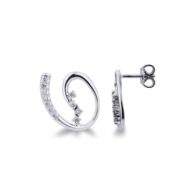 Boucles d’oreilles en or blanc 18K avec diamants motif spirale
