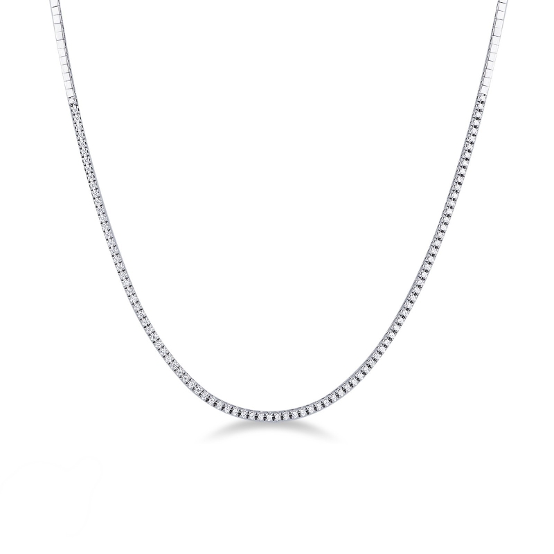 Collier tennis en or blanc 18k avec diamants 0.01 ct