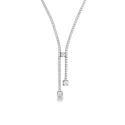 Collier tennis pyramide en or blanc 18k avec diamants