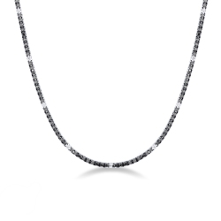 Collier tennis en or blanc 18k avec diamants noirs et blancs