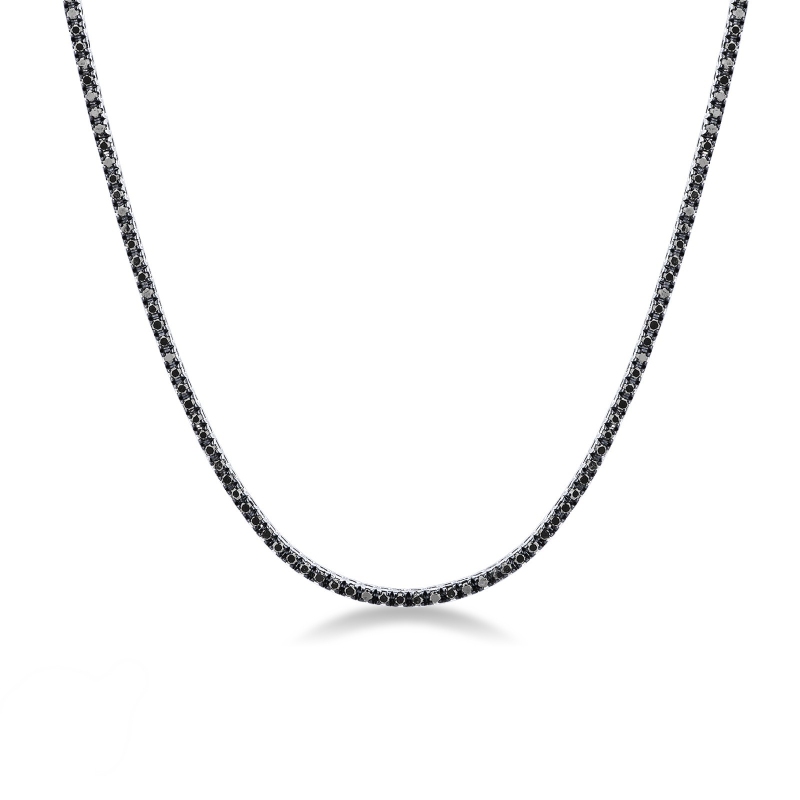 Collier tennis en or blanc 750 avec diamants noirs