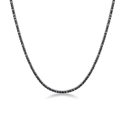 Collier tennis en or blanc 750 avec diamants noirs