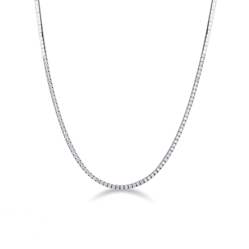 Collier tennis en or blanc 18k avec diamants ct 0,02