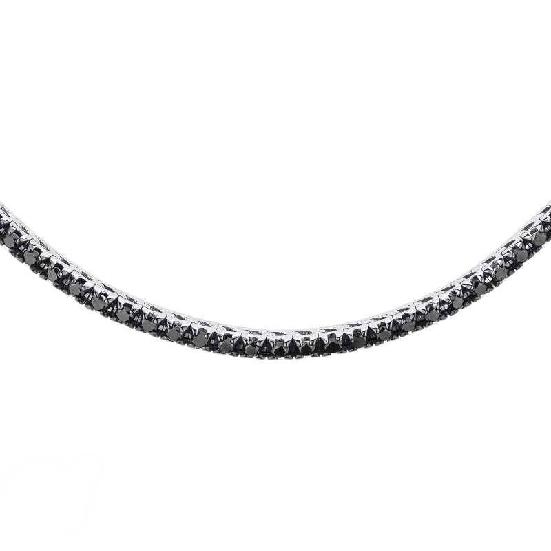 Collier tennis en or blanc 18k avec diamants noirs 