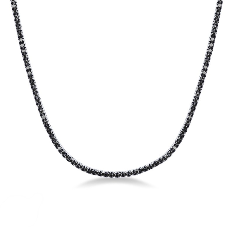 Collier tennis en or blanc 18k avec diamants noirs 