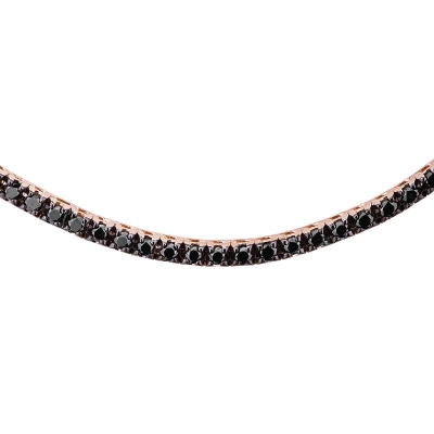 Collier tennis en or rose 18k avec diamants noirs brunis