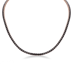 Collier tennis en or rose 18k avec diamants noirs brunis