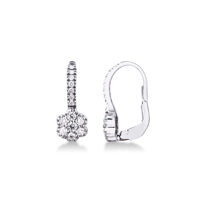 Boucles d’oreilles illusion en or blanc 18k avec diamants