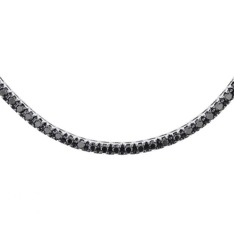 Collier tennis en or blanc 18 carats avec diamants noirs