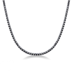 Collier tennis en or blanc 18 carats avec diamants noirs