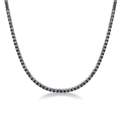 Collier tennis en or blanc 18 carats avec diamants noirs