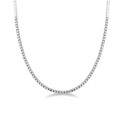 Collier tennis linéaire en or blanc 18 carats avec diamants