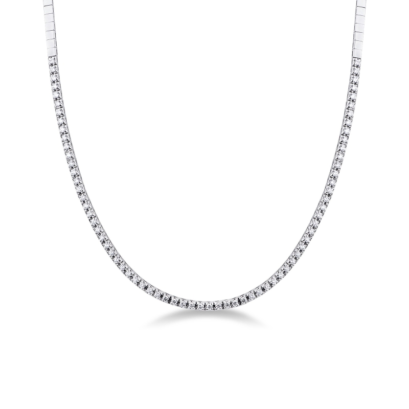 Collier tennis linéaire en or blanc 18 carats avec diamants